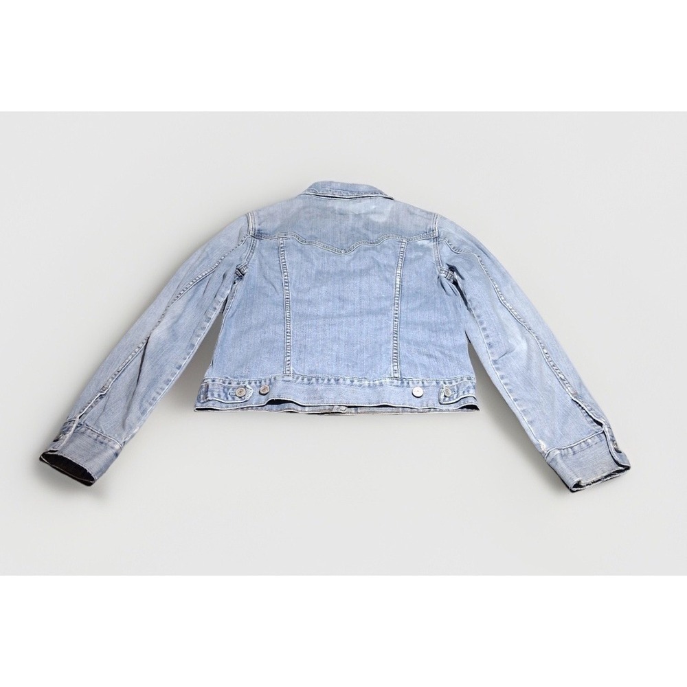 Gap 1969 Womens Light Wash Denim Trucker Jacket Size M Blue Stretch Cotton Blend - Picture 14 of 14